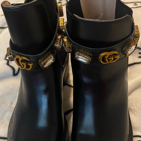 Gucci Black Ankle Boots with Gold Hardware - Picture 1 of 8